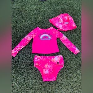 Hurley 2 Piece Swimsuit with Matching Hat 12-18 months
